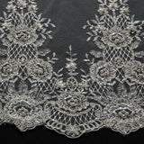 1 Yard Elegant Embroidered Tulle Lace Fabric with Exquisite Design 50/52" Wide
