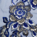 1 Yard Embroidered Beaded and Sequined Lace Fabric with Floral Pattern 50/52" Wide