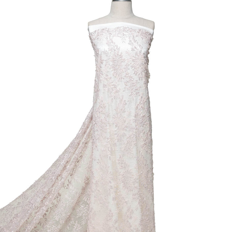 1 Yard Tulle Lace Fabric Embroidered with Applique and Intricate 3D Pattern, 100% Polyester, 50/52" Wide