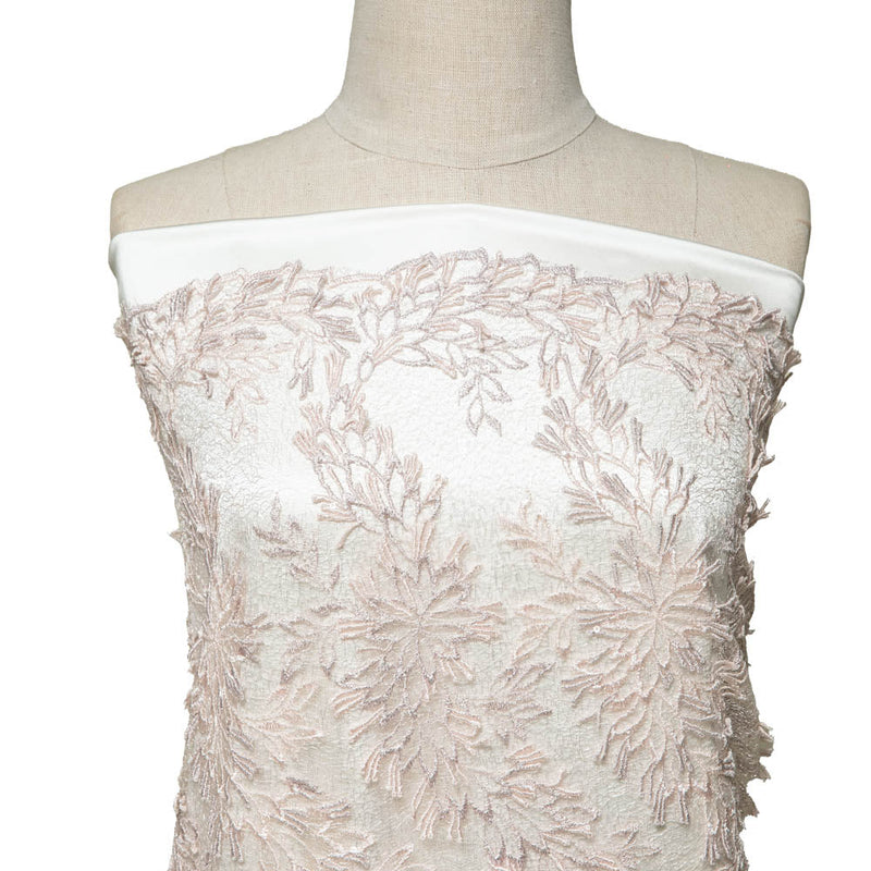1 Yard 50/52" Wide Tulle Lace Fabric with 3D Embroidered Appliqué 100% Polyester Textile