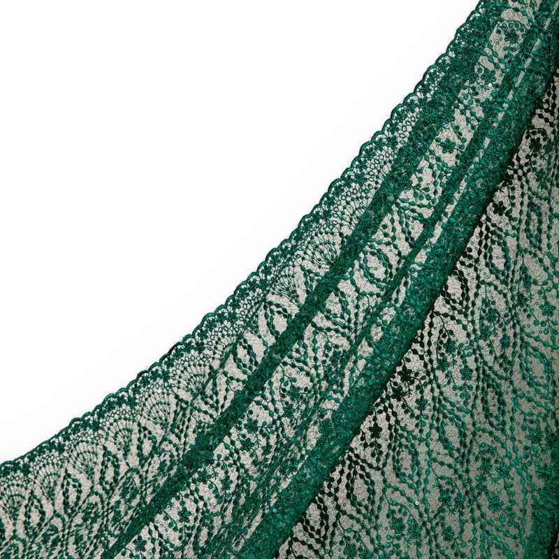 1 Yard Elegant Lace Tulle Fabric with Metallic Embroidery & Sequins, 100% Polyester, 50/52" Wide