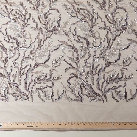 1 Yard Embroidered Lace Fabric Beaded, Sequined with Amazing Rich Design 50/52" Wide