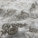 1 Yard Tulle Lace Fabric Embroidered with Beads and Floral Design 52/54" Wide
