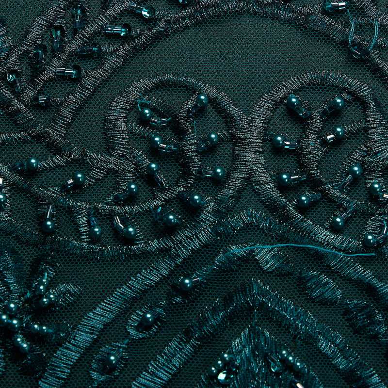 1 Yard Sophisticated Embroidered Beaded Sequined Lace Fabric 50/52" Wide Polyester for Wedding & Couture
