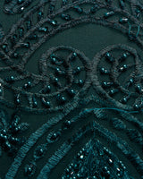 1 Yard Sophisticated Embroidered Beaded Sequined Lace Fabric 50/52" Wide Polyester for Wedding & Couture