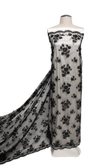 1 Yard Soft Tulle Lace Fabric with Elegant Floral Embroidery, 52" Wide, Exquisite for Dresses, Décor & Crafts
