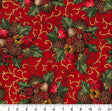 Quilting Cotton Christmas Red Glitter Berries & Bells