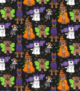 Quilting Cotton Dog Costume Party Black Halloween Fabric Traditions