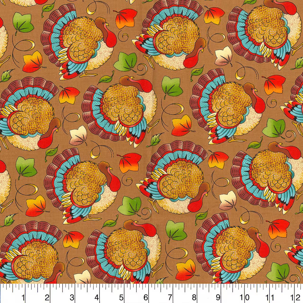 Quilting Cotton Fall Turkeys Fabric Traditions