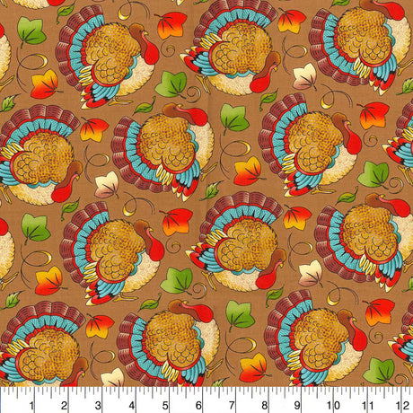 Quilting Cotton Fall Turkeys Fabric Traditions