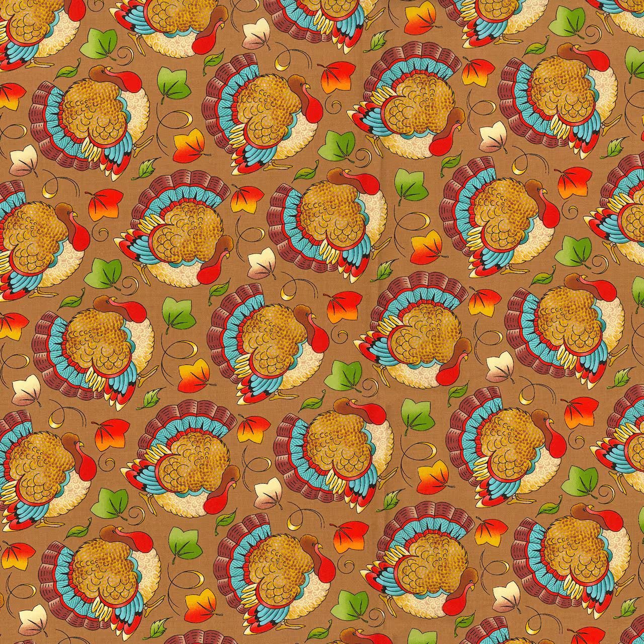 Quilting Cotton Fall Turkeys Fabric Traditions