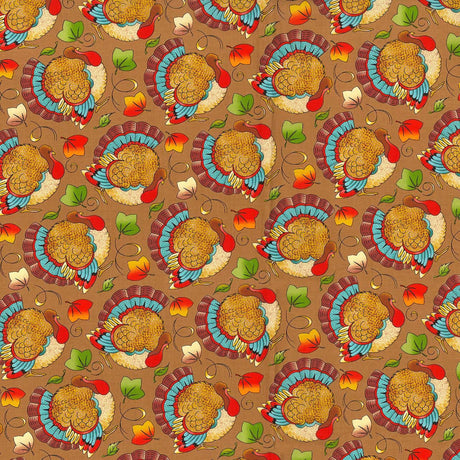 Quilting Cotton Fall Turkeys Fabric Traditions