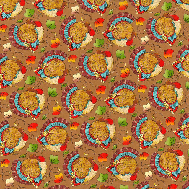 Quilting Cotton Fall Turkeys Fabric Traditions