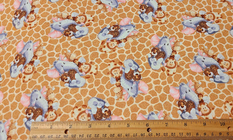 Quilting Cotton Jungle Babies Giraffe Print Brown Robert Kaufman