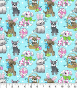 Quilting Cotton Spring Holiday Pups Blue Easter Fabric