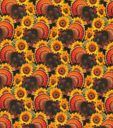 Quilting Cotton Turkeys and Sunflowers Harvest Fabric