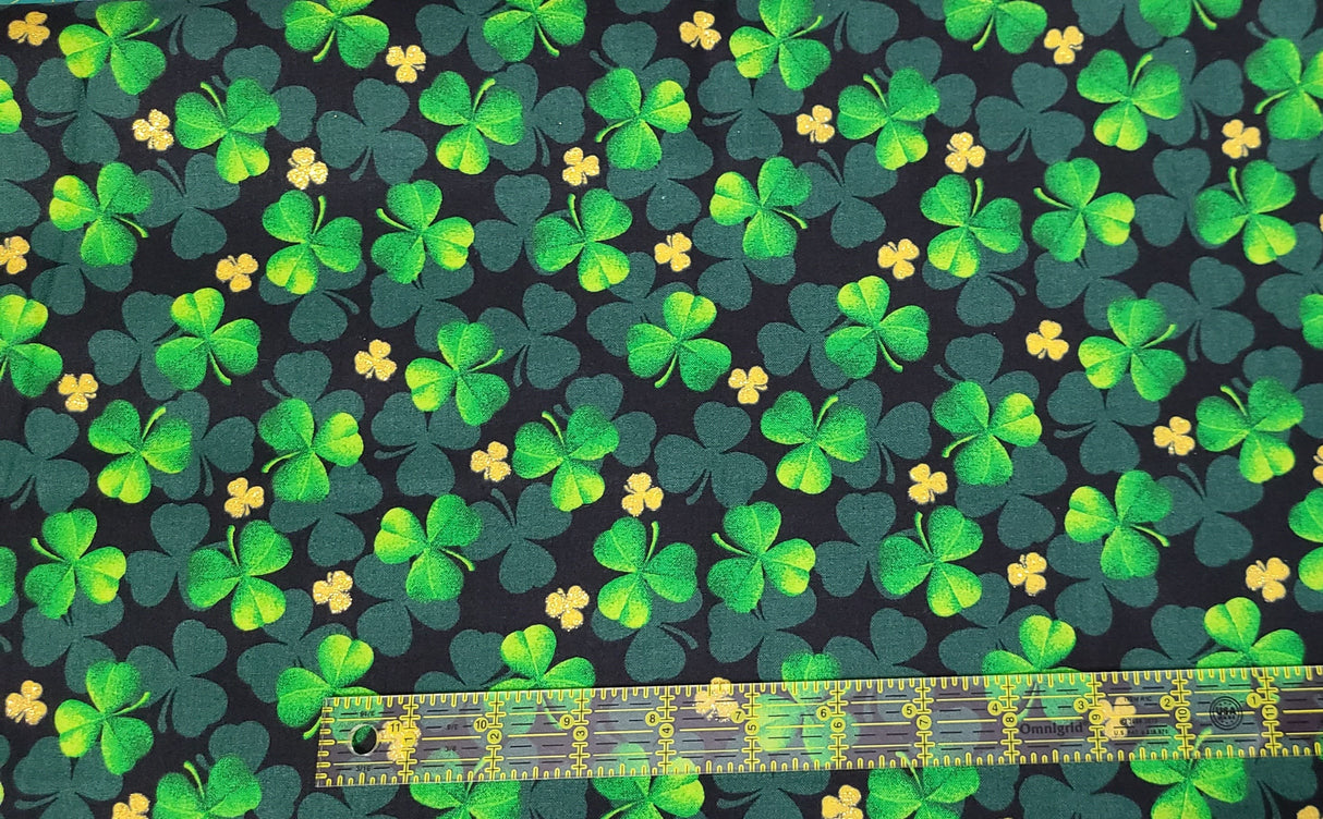 Quilting Cotton Shades of Glitter Clover St. Patrick's Day Fabric