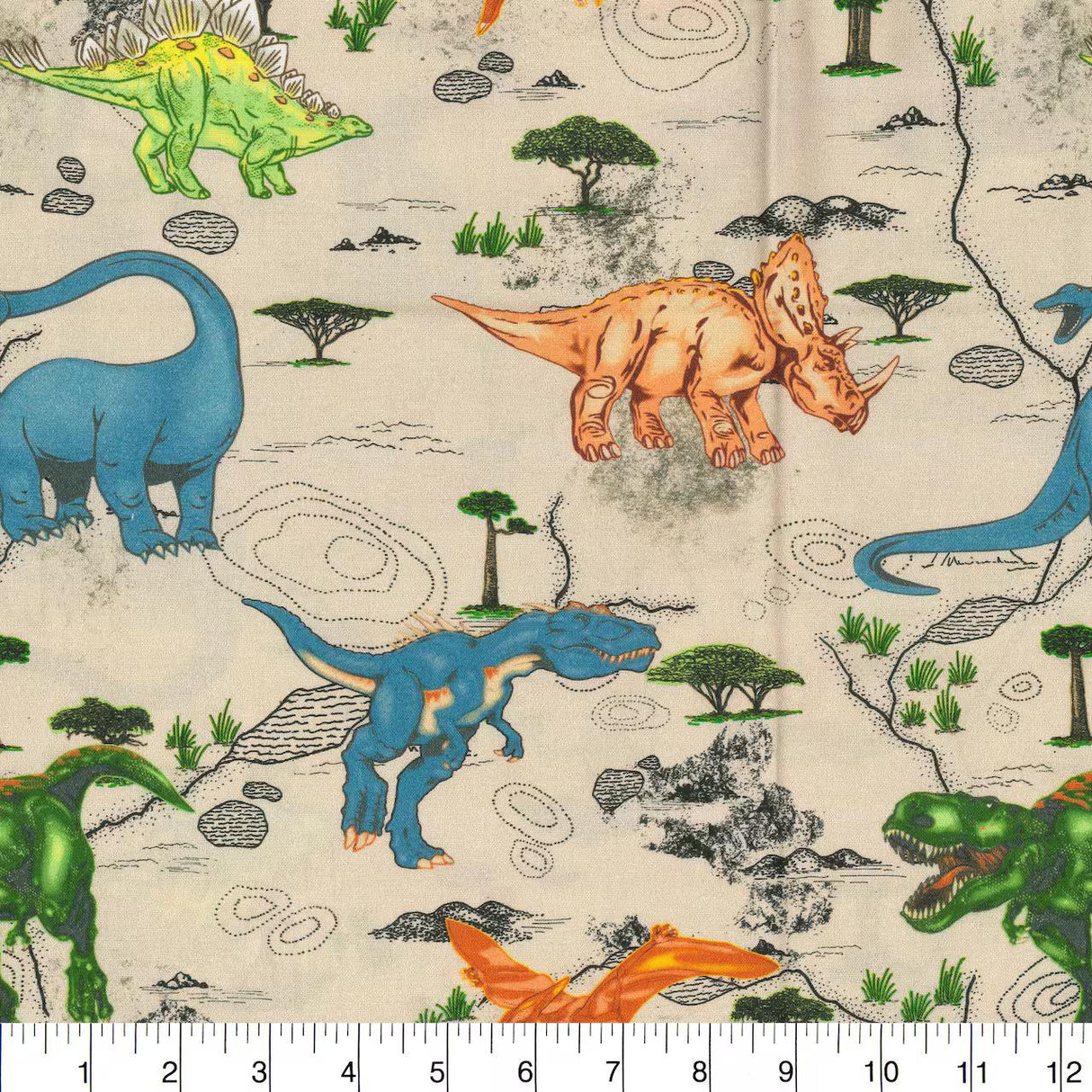Quilting Cotton Dinosaurs Novelty Fabric 44/45" Wide