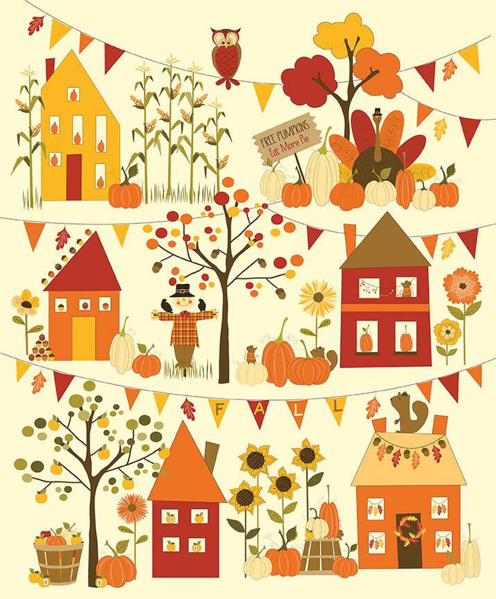 Fabric Panel Fall's in Town 100% Cotton Riley Blake