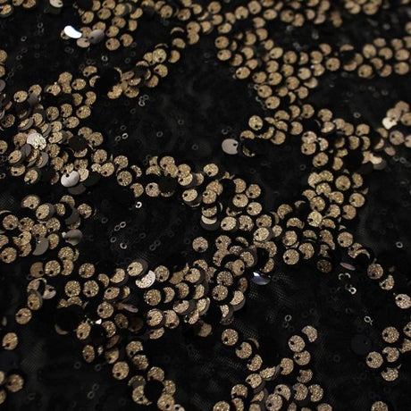 Fame Stretch Mesh Sequin Polyester Fabric - 2-Way Stretch, Embroidered Sequins, 50" Width, 287 GSM (1 Yard)