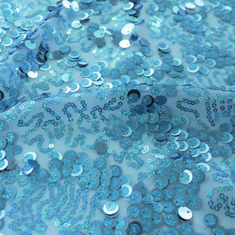 Fame Stretch Mesh Sequin Polyester Fabric - Embroidered Sequins, 50" Width, 2-Way Stretch (1 Yard)