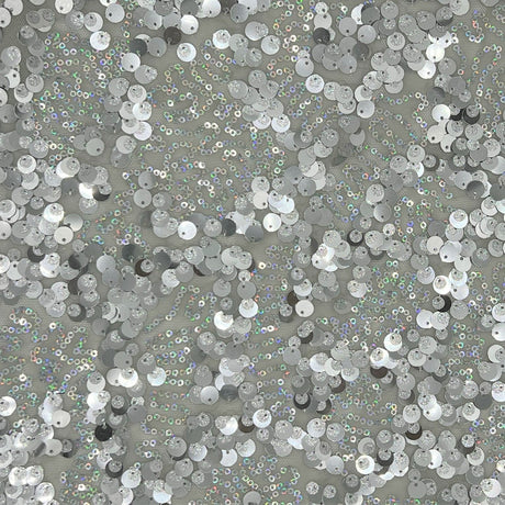 Fame Stretch Mesh Sequin Polyester Fabric - Embroidered Sequins, 50" Width, 2-Way Stretch (1 Yard)