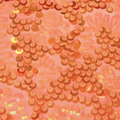 Fame Stretch Mesh Sequin Polyester Fabric - 2-Way Stretch, Embroidered Sequins, 50" Width, 287 GSM (1 Yard)