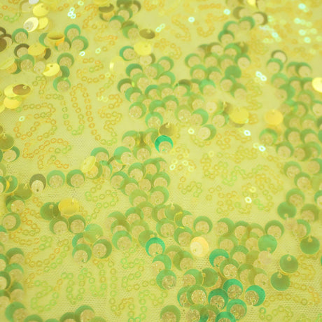 Fame Stretch Mesh Sequin Polyester Fabric - 2-Way Stretch, Embroidered Sequins, 50" Width, 287 GSM (1 Yard)