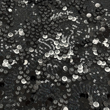 Fame Stretch Mesh Sequin Polyester Fabric - Embroidered Sequins, 50" Width, 2-Way Stretch (1 Yard)