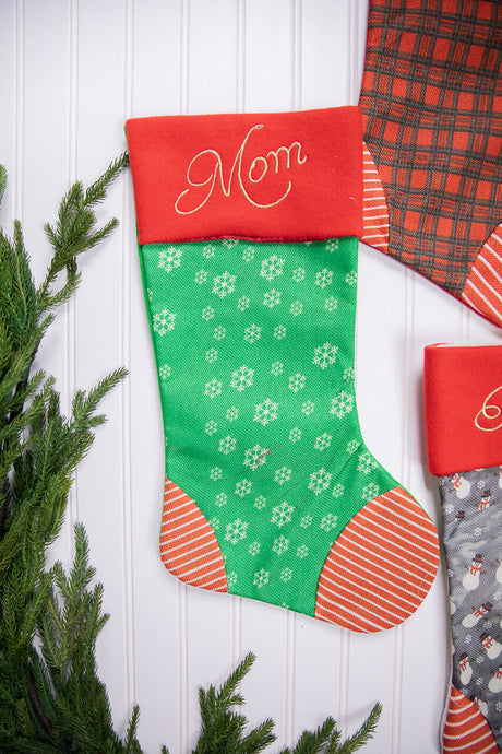 20 Inch Fabric Holiday Stocking Decorative Christmas Mantel Stocking