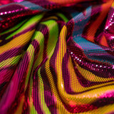Foiled Spandex Fabric Fuchsia and Turquoise