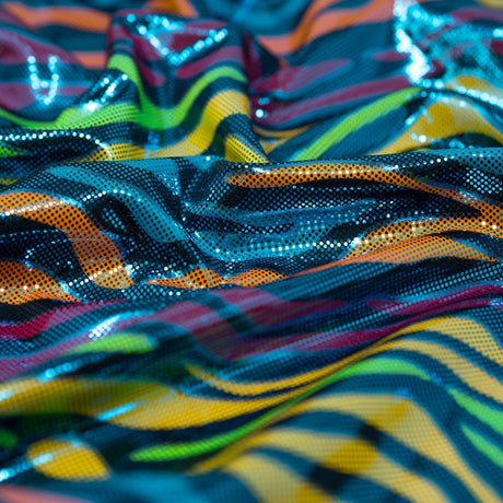 Foiled Spandex Fabric Fuchsia and Turquoise