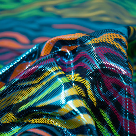 Foiled Spandex Fabric Fuchsia and Turquoise