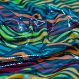 Foiled Spandex Fabric Fuchsia and Turquoise