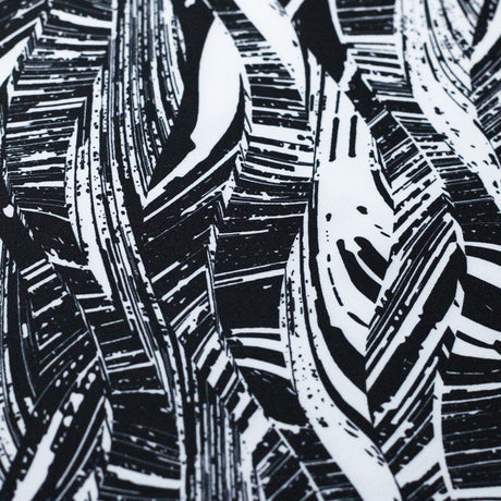 Fashion Tribe Nylon Spandex Fabric - Black/White Tribal Print, 58/60" Width (1 Yard)