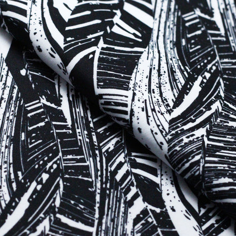Fashion Tribe Nylon Spandex Fabric - Black/White Tribal Print, 58/60" Width (1 Yard)
