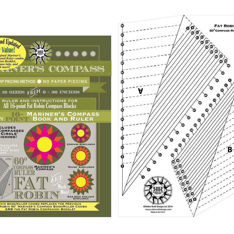 Quilting Ruler Acrylic Mariner's Compass Book and Ruler Combo