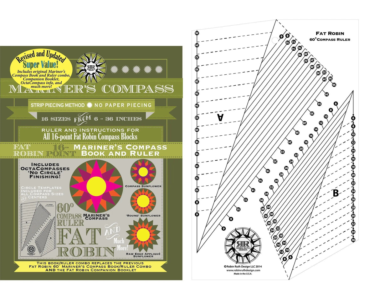 Quilting Ruler Acrylic Mariner's Compass Book and Ruler Combo