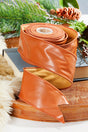 2.5" x 10 Yard Cognac Faux Leather Ribbon