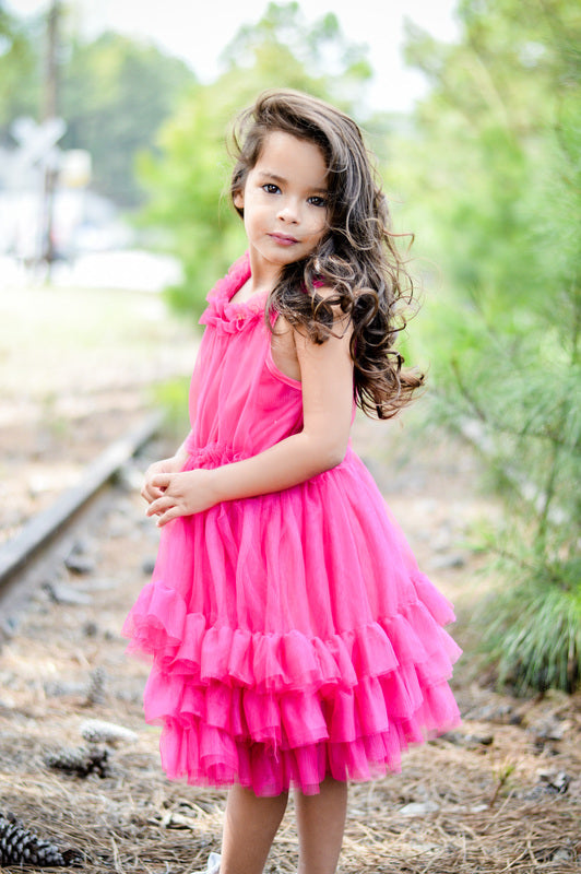 Unik Girl Tulle Layered Dress - Tulle Fabric, Layered Design, Multiple Colors, Sizes 4-10 (1 Piece)