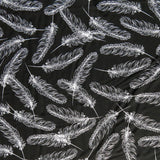 Nylon Spandex Swimsuit Fabric Feathers on Black