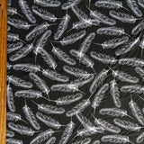 Nylon Spandex Swimsuit Fabric Feathers on Black
