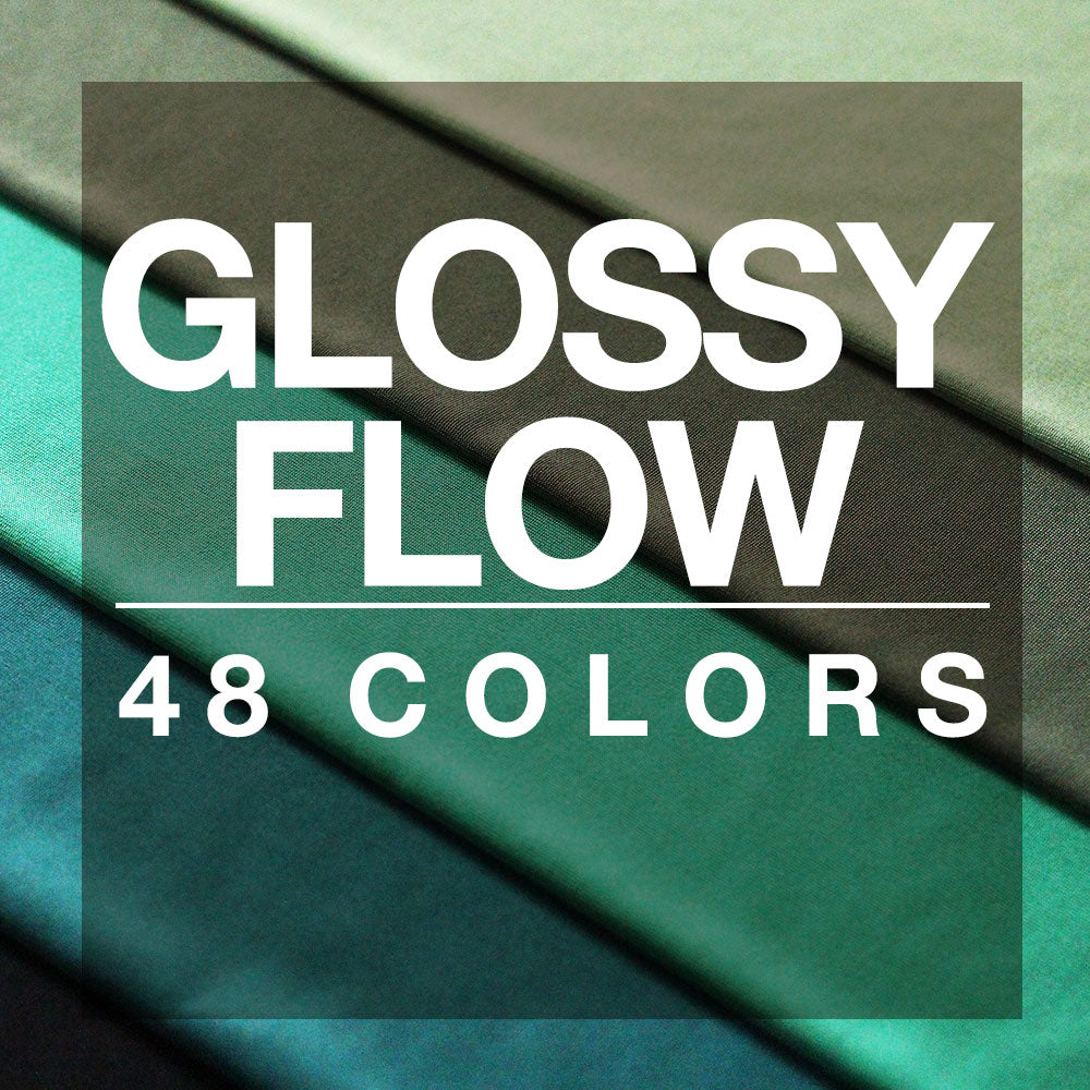 Glossy Flow Polyester Spandex Fabric - Solid Colors, 58-60" Width, 200 GSM, 4-Way Stretch (1 Yard)