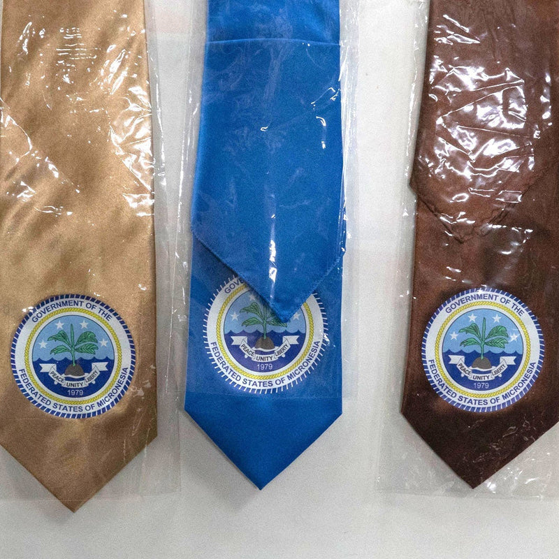 Federated States Of Micronesia Tie Polyester Fabric - National Seal, 56" Length, 3.5" Width (1 Piece)