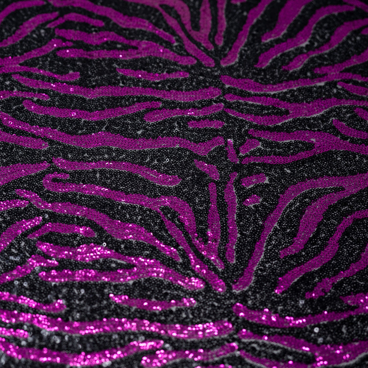 Felix Zebra Mesh Sequin Fabric - Black White Zebra Pattern, 58" Width (1 Yard)