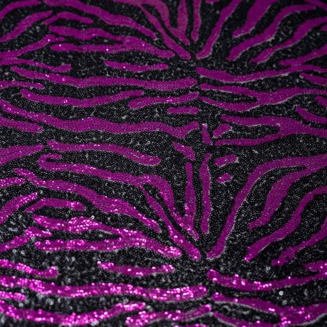 Felix Zebra Mesh Sequin Fabric - Black White Zebra Pattern, 58" Width (1 Yard)