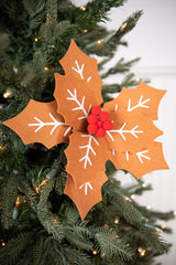 22” x 12" Gingerbread Poinsettia Stem with Red Berries