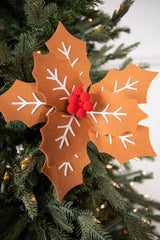 22” x 12" Gingerbread Poinsettia Stem with Red Berries