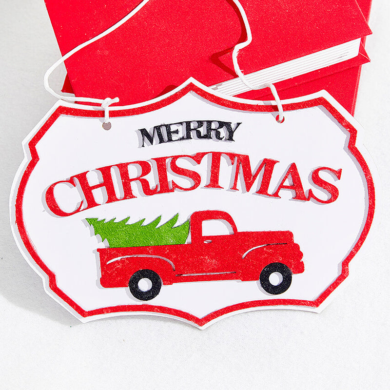 Merry Christmas Truck Ornament 6.5x10 Inch Rustic Holiday Decor