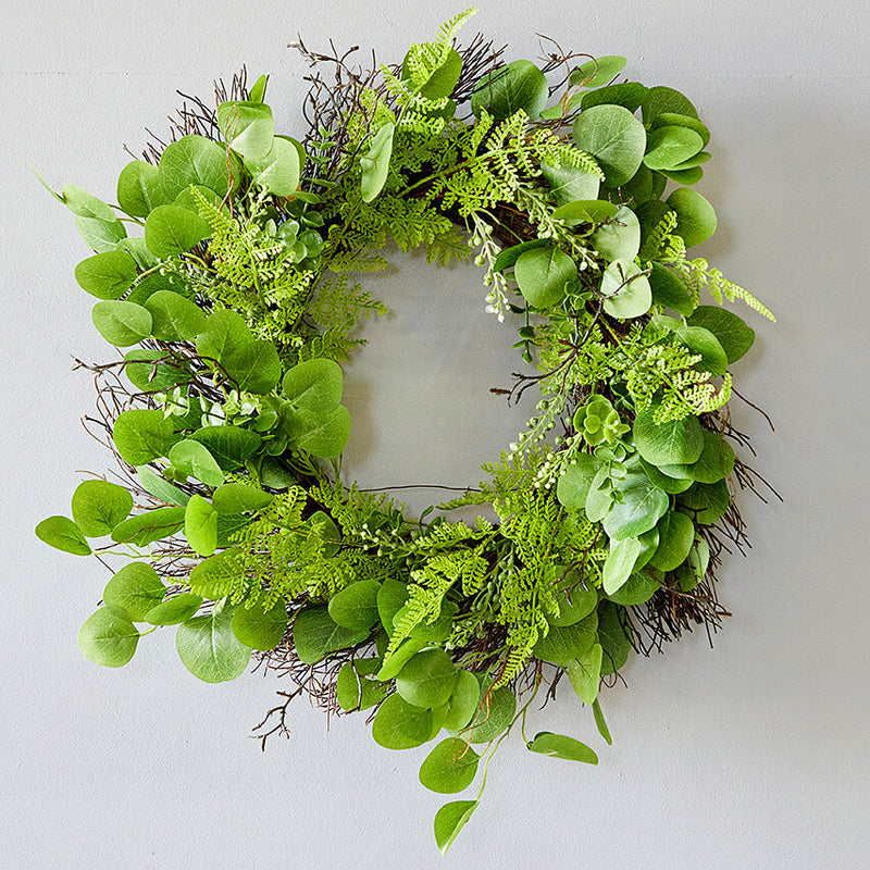 22 InchEucalyptus Fern Wreath Decorative Artificial Greenery Door Wall Wreath
